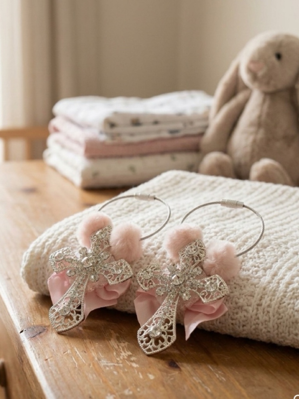 PINK RIBBON CROSS CHARM